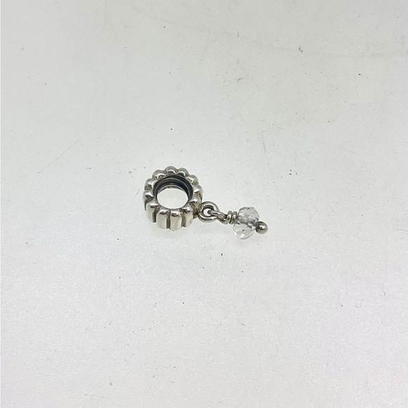 Pandora .925 Sterling Silver April Quartz Dangle Charm Birthstone Charm vintage - Picture 4 of 4